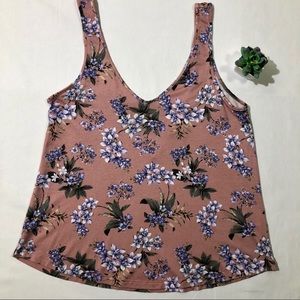 American Eagle Soft & Sexy Crepe Floral Tank Top M